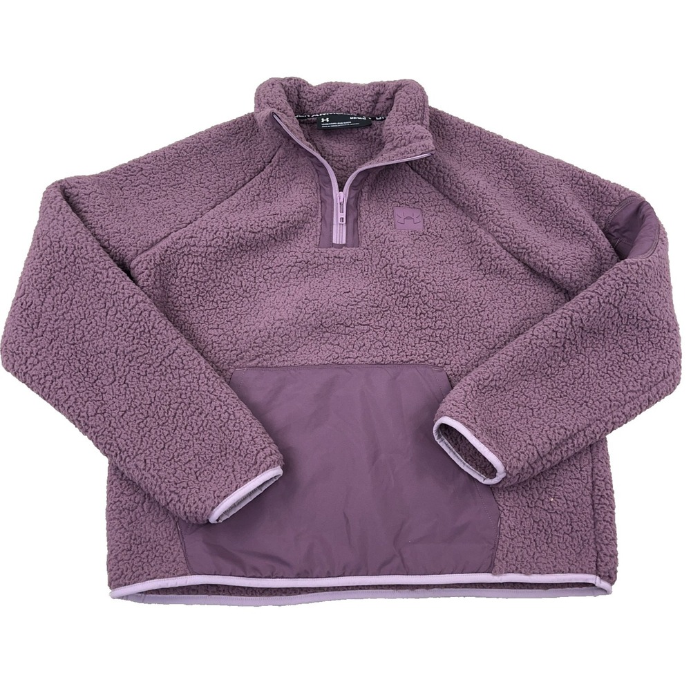 Under Armour Sweater‎ Women Medium Purple Pullover Quarter Zip Deep Pile Sherpa